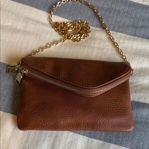 Urban Expressions Brown Clutch with Gold Chain